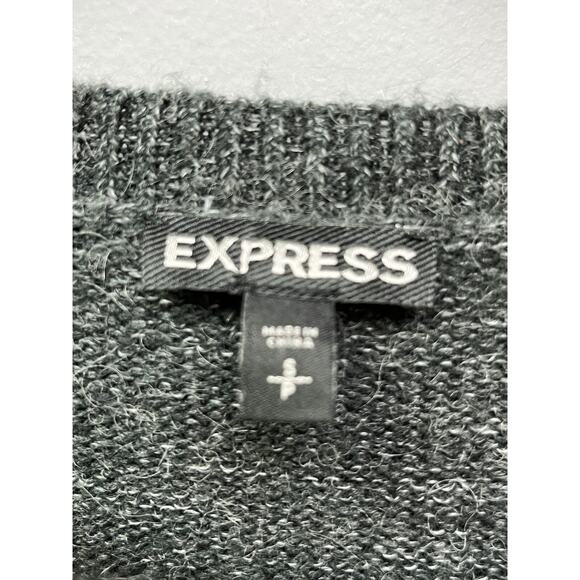 EXPRESS Sweater Womens small gray wool/mohair blend grommet Pullover Casual - Picture 4 of 7